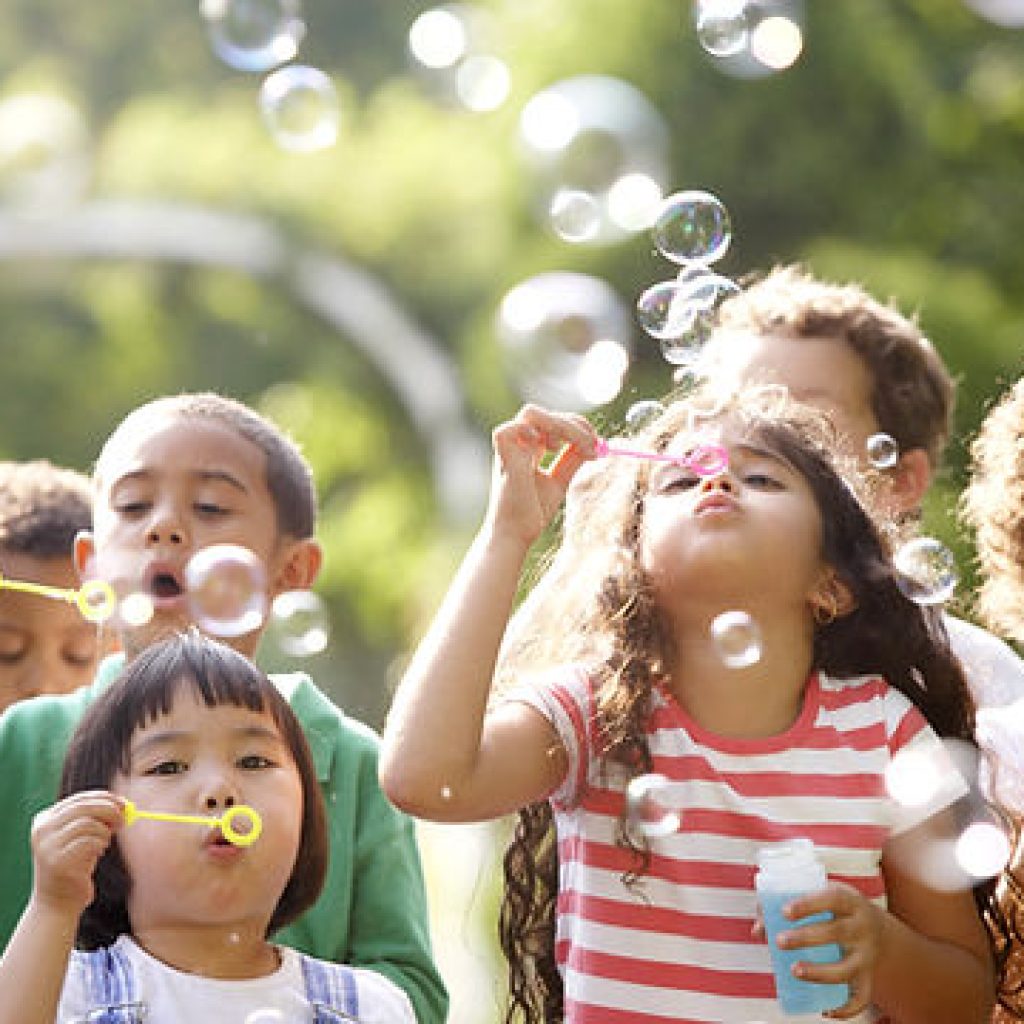 Kids Blowing Bubbles